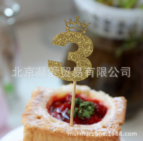 Image of Number 3 Glitter High Quality Paper Cake Topper - Gold