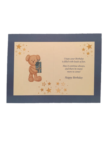 Image of To A Special Son Happy Birthday Teddy With Present Blue