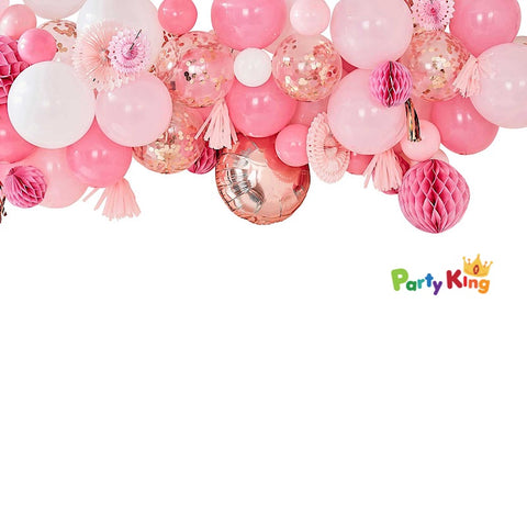Image of Balloon Garland Blush, Peach Balloon And Fan