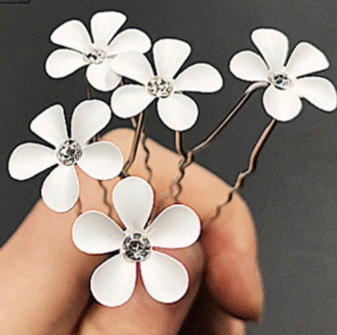 Image of Bridal White Flower Daisy Hairpins