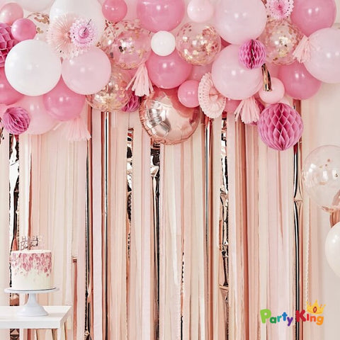 Image of Balloon Garland Blush, Peach Balloon And Fan