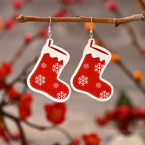 Image of Christmas Ornaments Santa Shoes Earrings