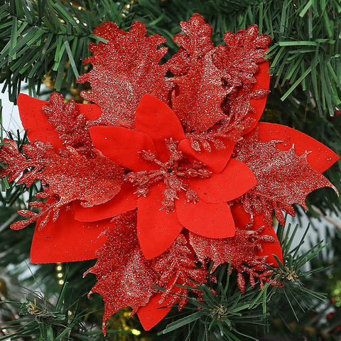 Image of Artificial Christmas Flower Red Poinsettia