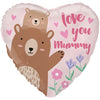 Love You Mummy Bear Heart Foil Balloon