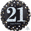 45cm (18'') Round Holographic Sparkling Foil Balloon - 21st Happy Birthday