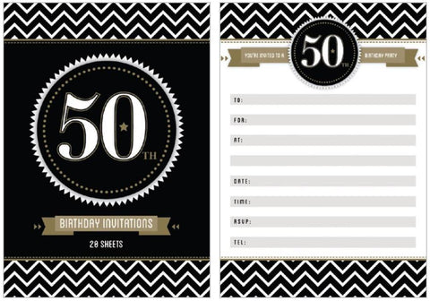 Invitation Pad - 50th Birthday Black/White Colour