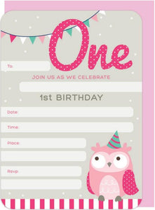 Invitation Set - Pink Owl One