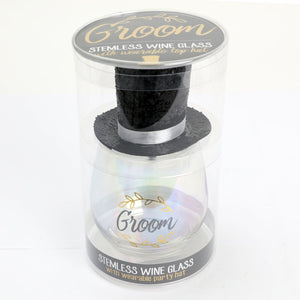 Groom Celebration Glass With Clip Top Hat
