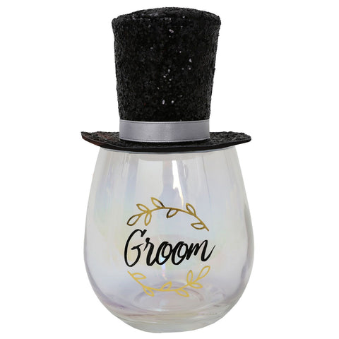 Image of Groom Celebration Glass With Clip Top Hat