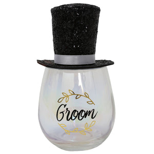 Groom Celebration Glass With Clip Top Hat