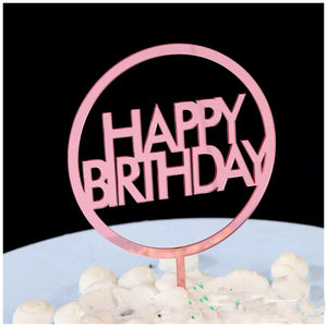 Happy Birthday Single Circle Acrylic Cake Topper