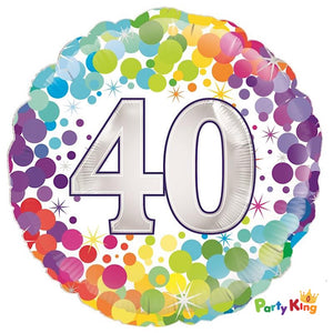 Colourful Confetti Foil Balloon 40th