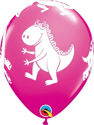 Image of Cuddly Dinosaurs Latex Balloon Pink