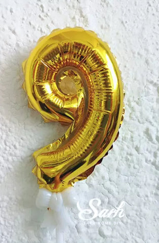 Image of Number 9 Foil Balloon Cake Topper - Gold