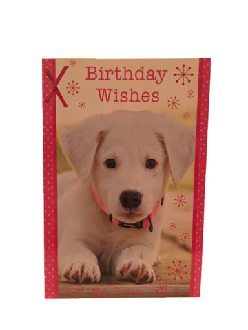 Image of Greeting card birthday wishes puppy white