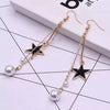 Pearl And Black Gold Star Earring