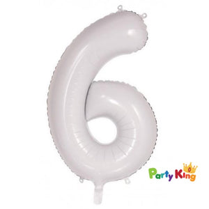 White “6” Numeral Foil Balloon 86cm (34”)