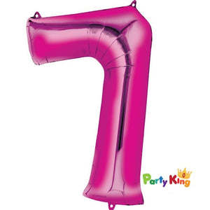Bright Pink “7” Numeral Foil Balloon 86cm (34”)