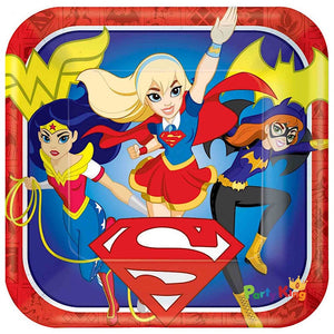 DC Super Hero Girls 23cm Square Paper Dinner Plates