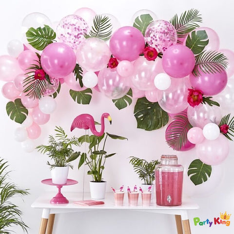Image of Balloon Garland Arch Pink, White and Confetti Balloon