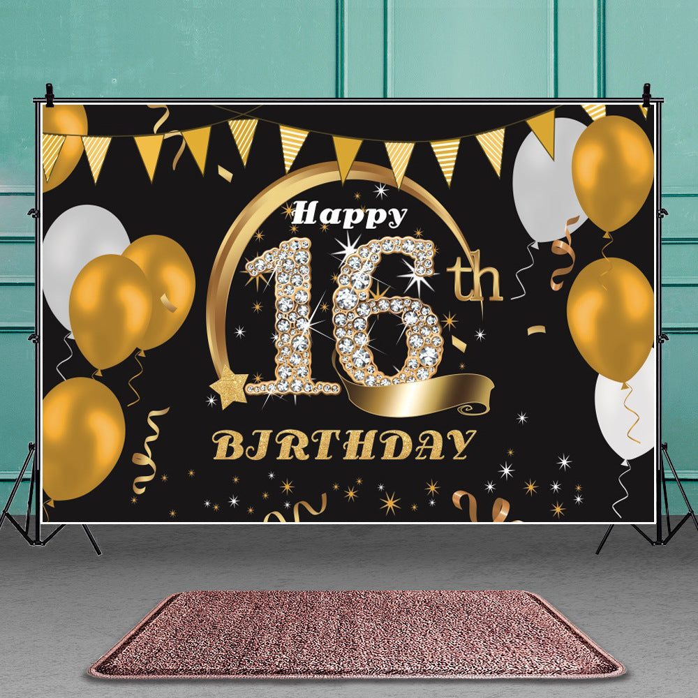 16th Backdrop - Balloon & Bunting