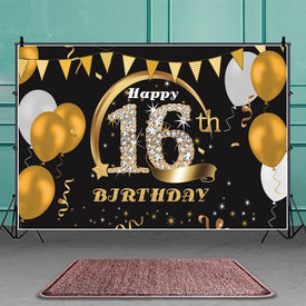 16th Backdrop - Balloon & Bunting