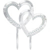 Double Heart Plastic Cake Topper with Gems