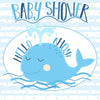 Baby Shower Backdrop - Whale Blue