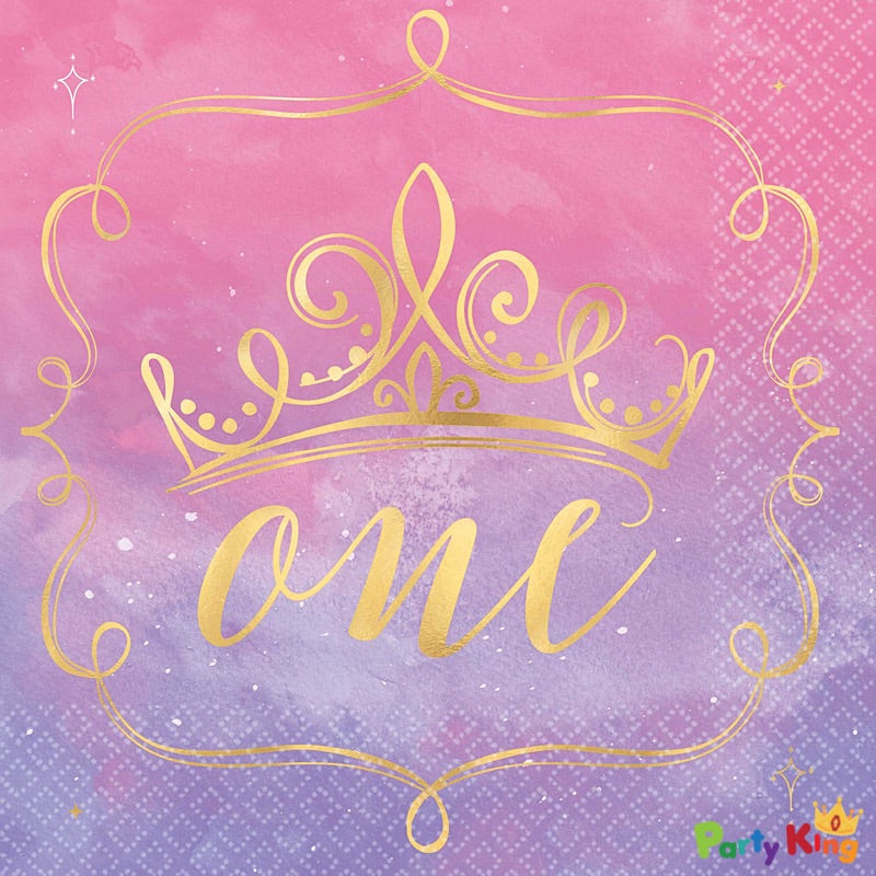Disney Princess Once Upon A Time 1st Birthday Lunch Napkins Hot Stamped