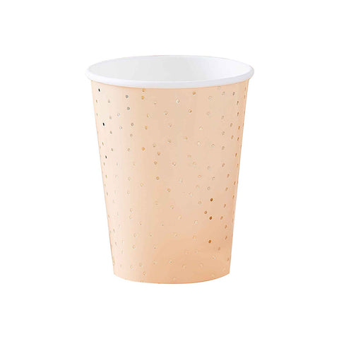 Image of Peach & Eco - Mix It Up Paper Cups Peach & Gold Ditsy Dot Foiled
