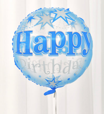 Image of Clear Happy Birthday Blue Balloon 43cm