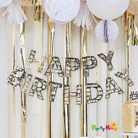 Mix It Up Gold Fringe Happy Birthday Bunting