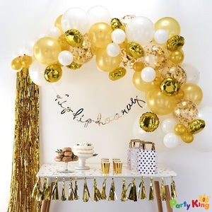 Balloon Garland Arch Gold, White and Confetti Balloon