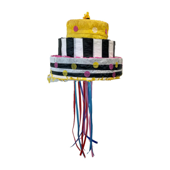 Pink, Yellow, Black & White Cake Piñata