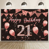 Happy 21st Birthday Copper Balloon Canvas Backdrop