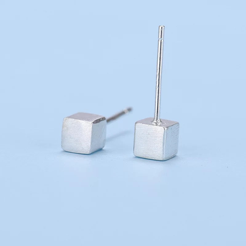 925 Silver Ear Stud Cube