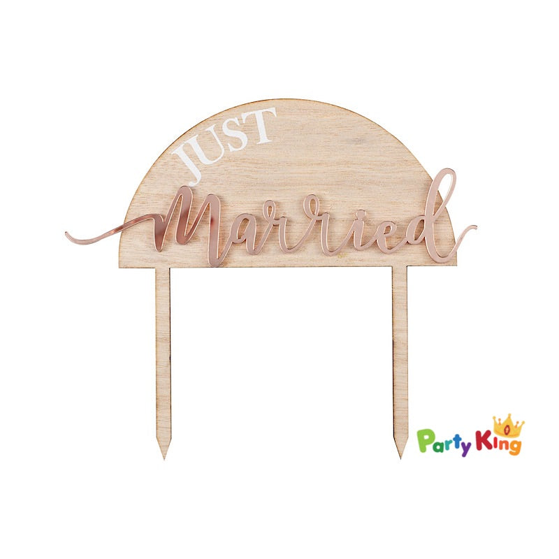 A Touch Of Pampas Cake Topper Just Married Acrylic On Wood