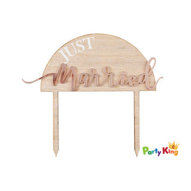 A Touch Of Pampas Cake Topper Just Married Acrylic On Wood