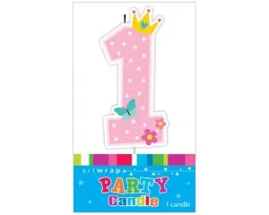No.1 Pink Candle With Crown