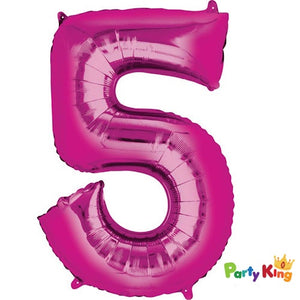 Bright Pink “5” Numeral Foil Balloon 86cm (34”)