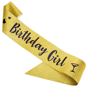 Birthday Girl Glitter Gold Black 