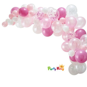 Balloon Garland Arch Pink, White and Confetti Balloon