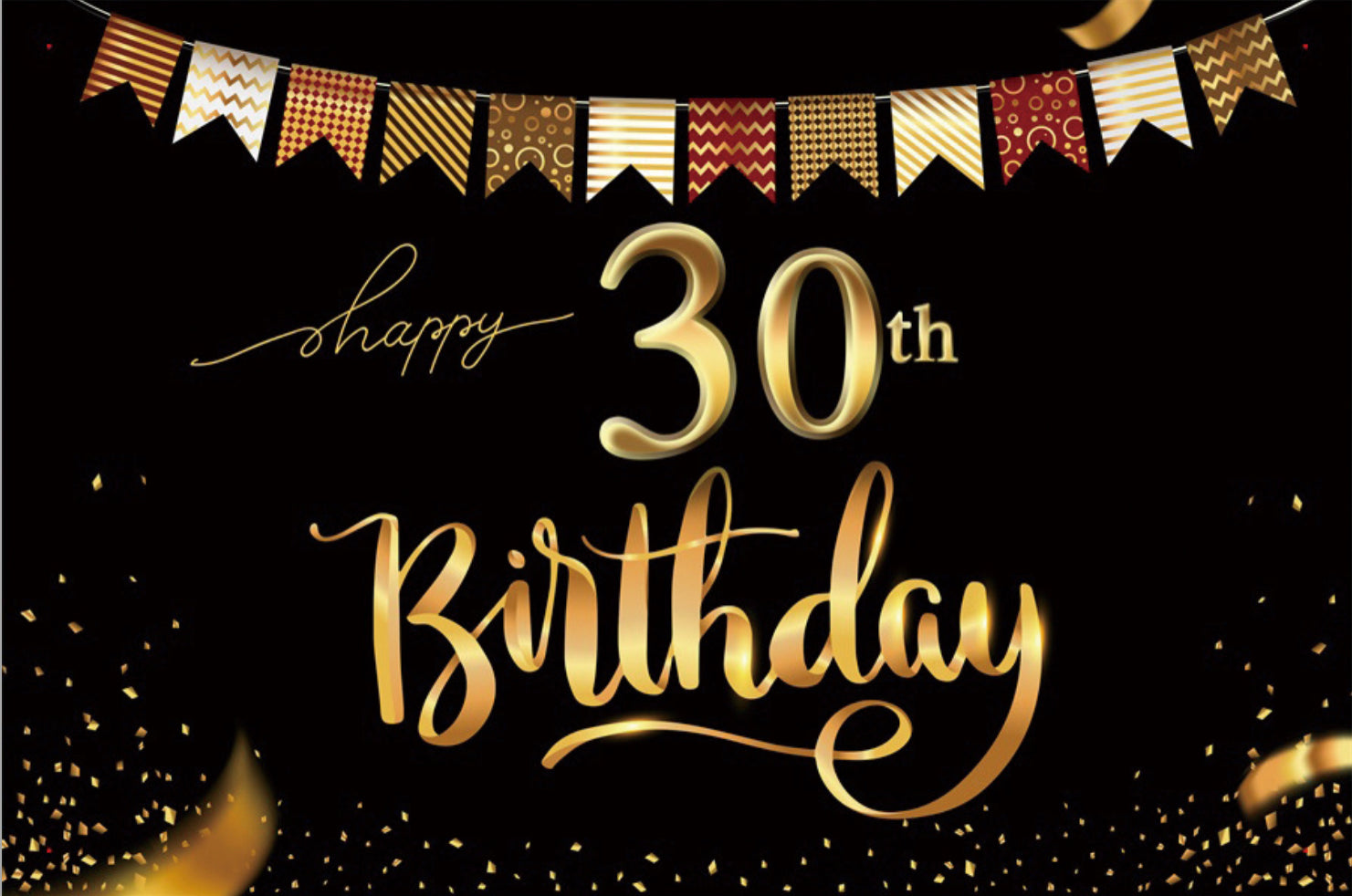 30th Happy Birthday Bunting Canvas Backdrop