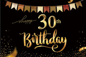 30th Happy Birthday Bunting Canvas Backdrop