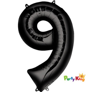 Black “9” Numeral Foil Balloon 86cm (34”)