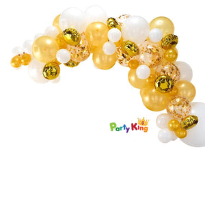 Balloon Garland Arch Gold, White and Confetti Balloon