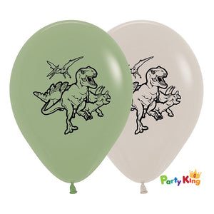 Dinosaurs Fashion Eucalyptus & White Sand Latex Balloons 25pk