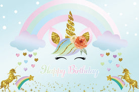 Unicorn Backdrop - Pastel Blue