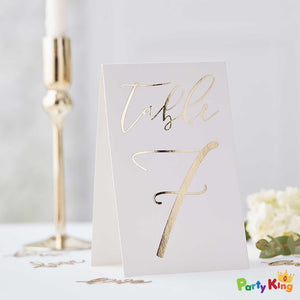 Gold Wedding Table Card Numbers