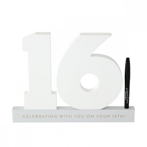 Image of 16th Wooden Signature Number White